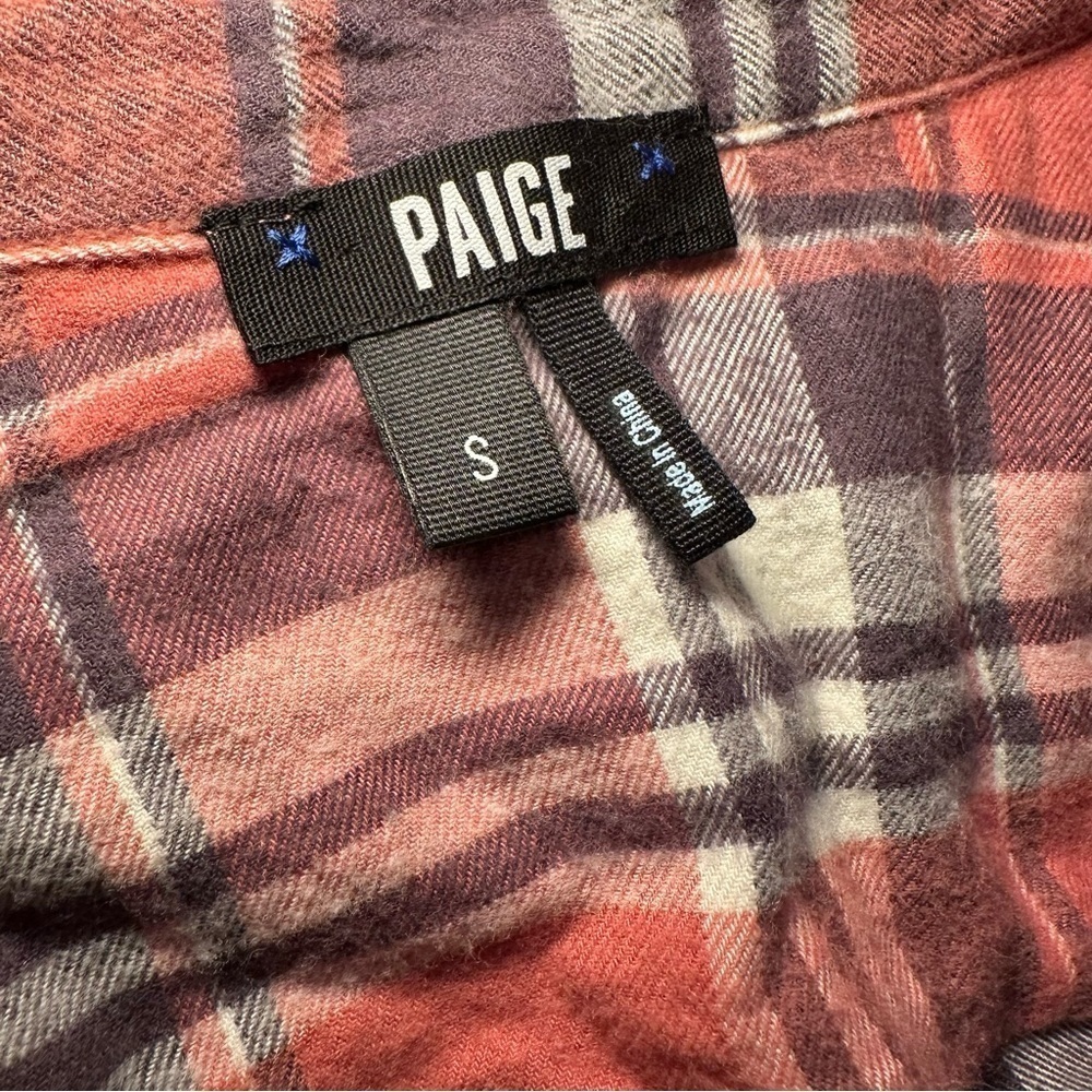 PAIGE Plaid Canyon Rose & Graystone Button Down Shirt Small Style 1986805-3093 - Picture 9 of 11